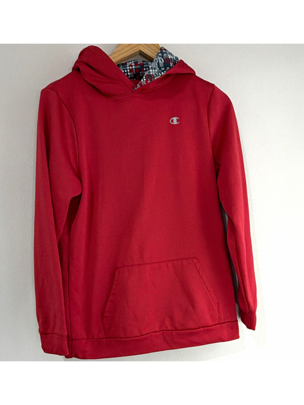 Champion Boys Red Polyester Logo Pullover Hoodie w/ Pockets, Youth Size L